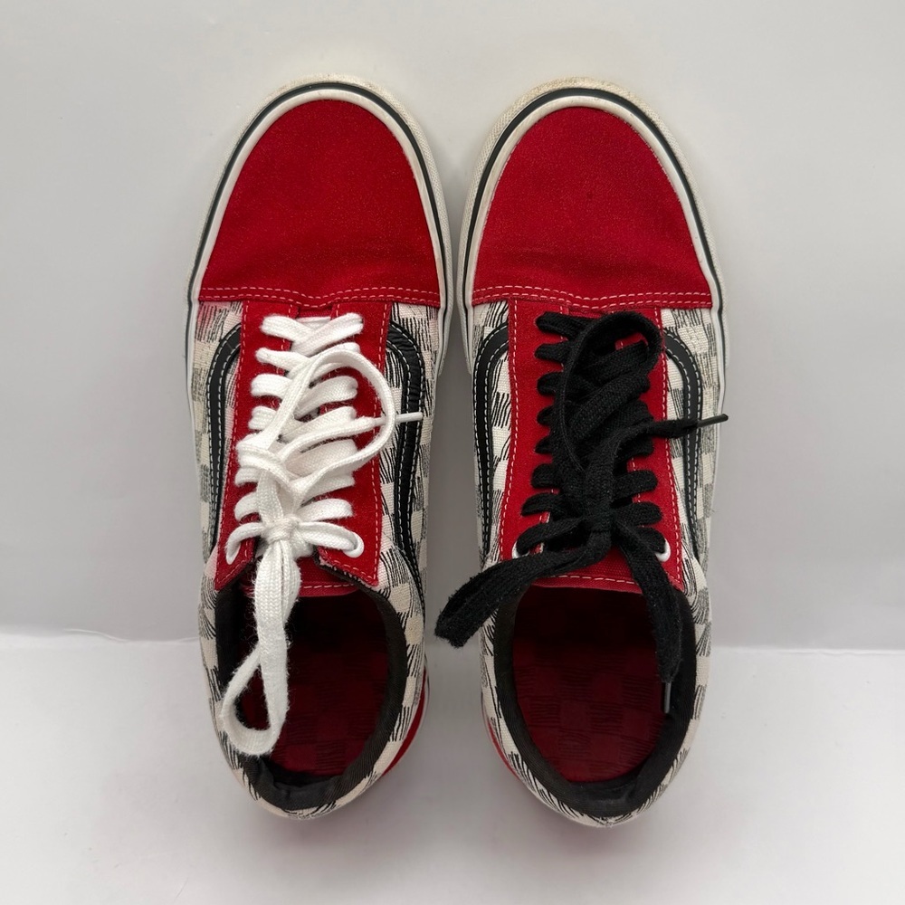 Vans Old Skool Pro Sketched Checkerboard Racing Red White Special Edition - Picture 3 of 9